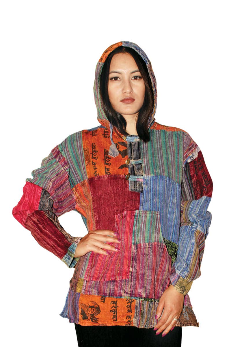 Unisex Patchwork Stripe Hoodie (KT-1041)