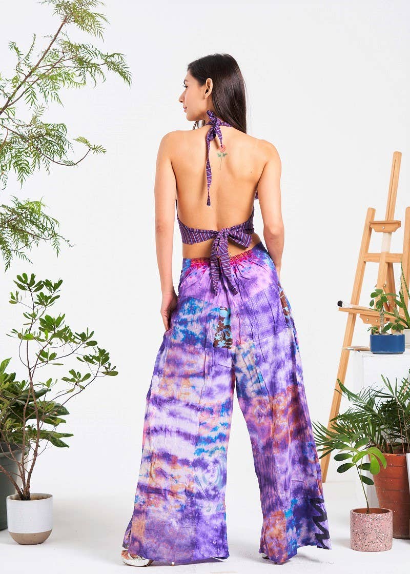 Multi-patch Wide-Leg Elastic Waist Pants (KT-1401)
