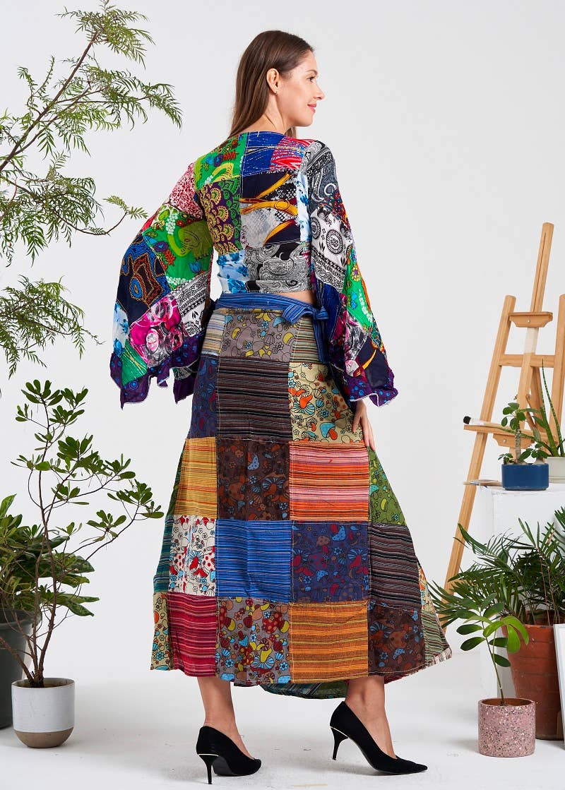 Shroom Patch Wrapped Maxi Skirt (KT-1408)