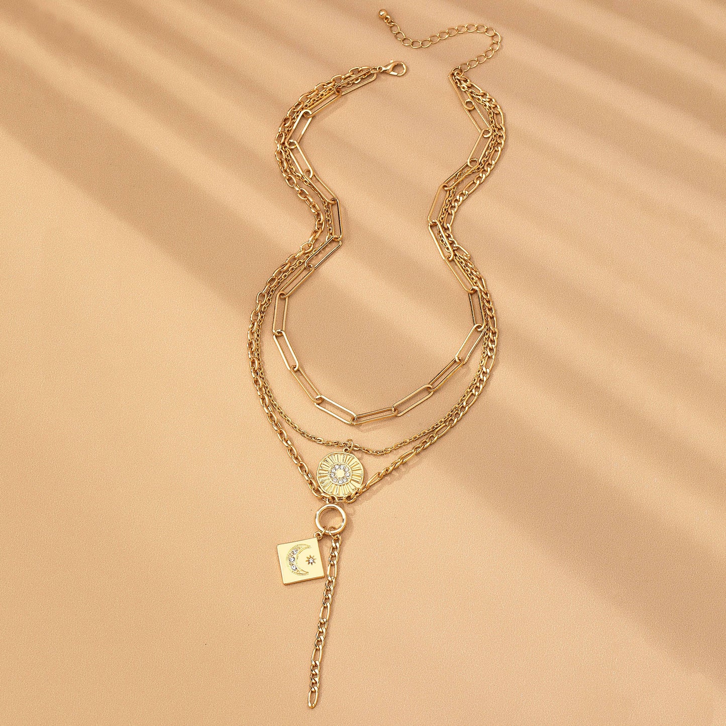MULTI LAYER CELESTIAL MOON CHARM NECKLACE | 80N92456