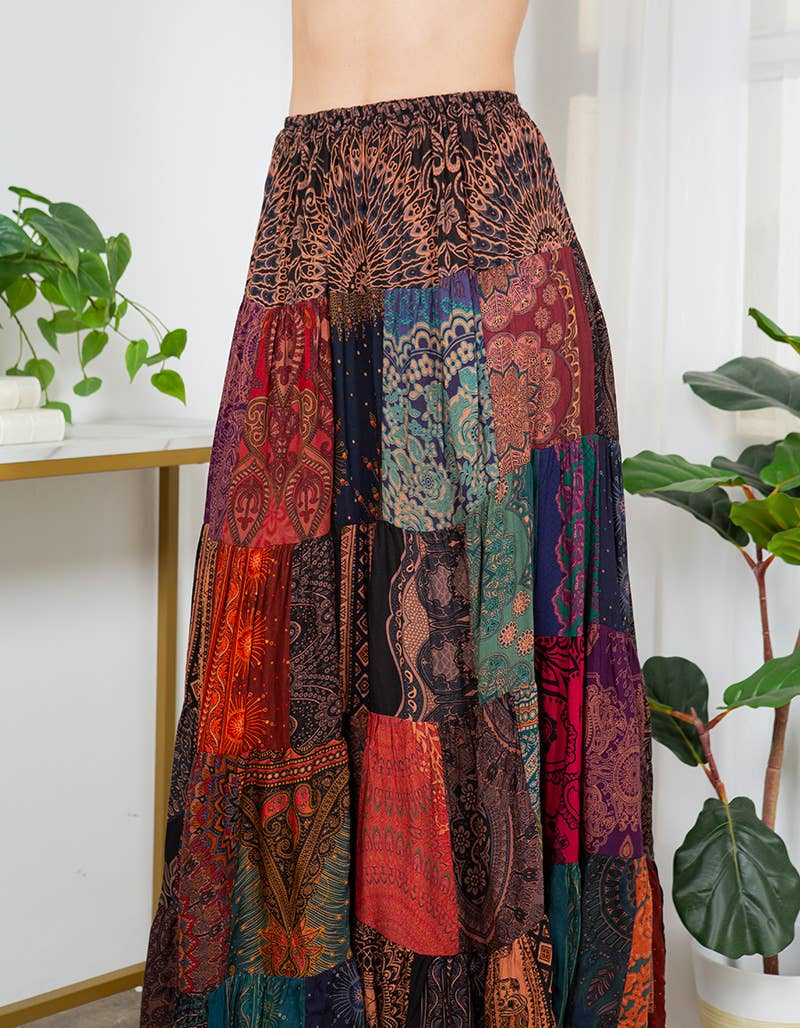 WOMENS CLOTHING-RAYON LONG SKIRT (TH-1863)