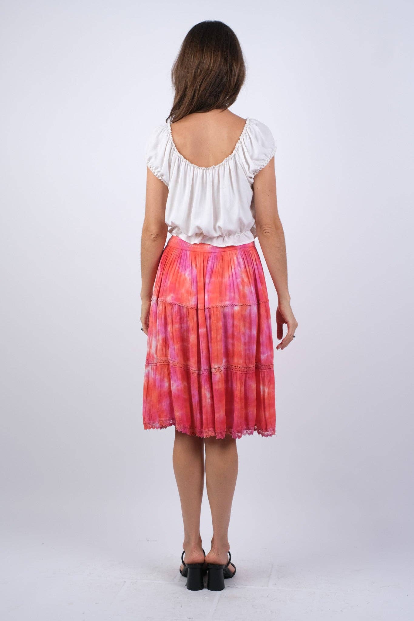 Hot Pink & Orange Mid Skirt