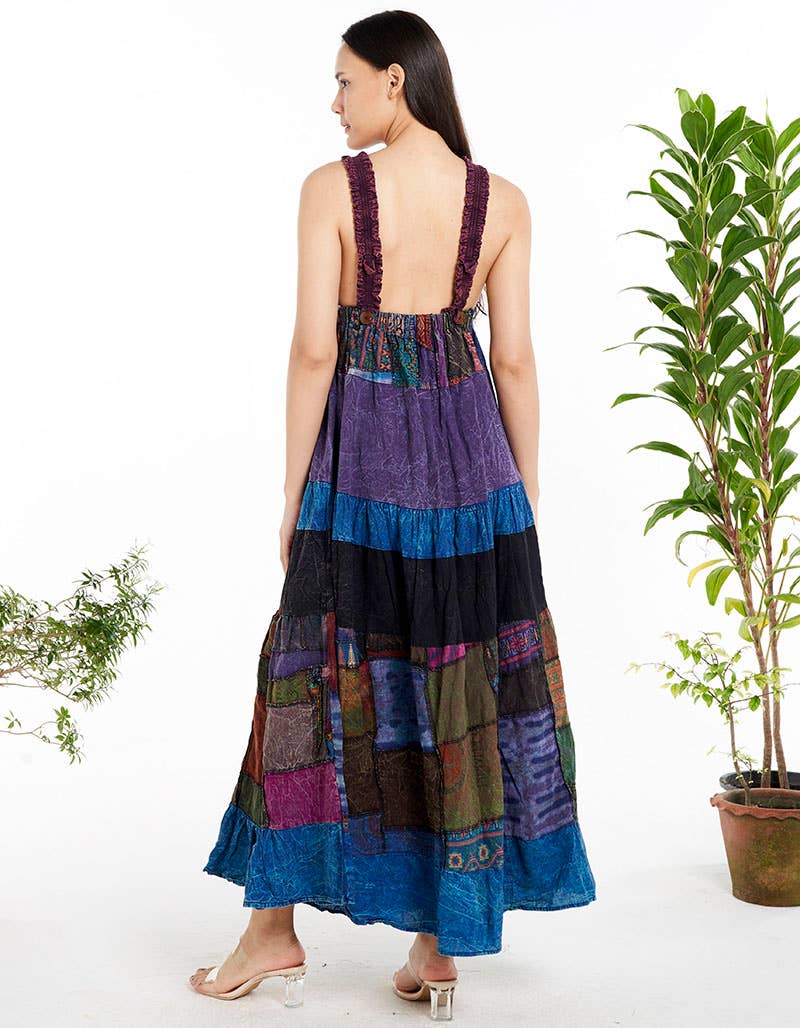 WOMENS CLOTHING-PATCHWORK PINAFORE DRESS (TH-1826)