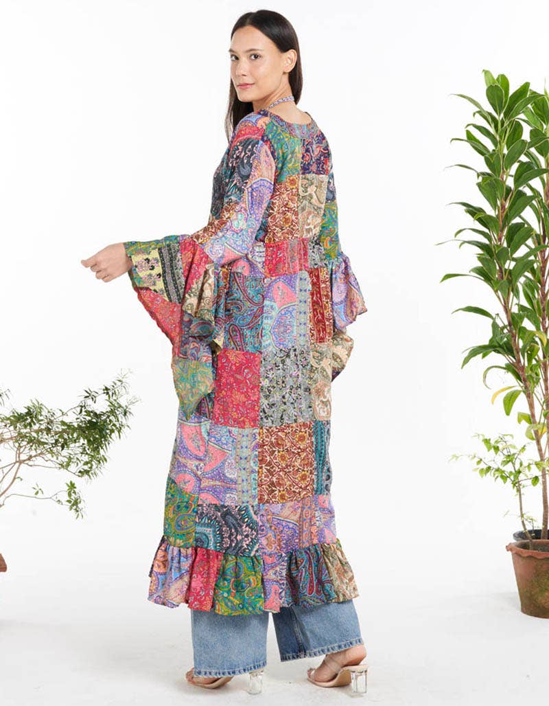 WOMENS CLOTHING - RAYON PATCH LONG CARDIGAN(KT-1470)