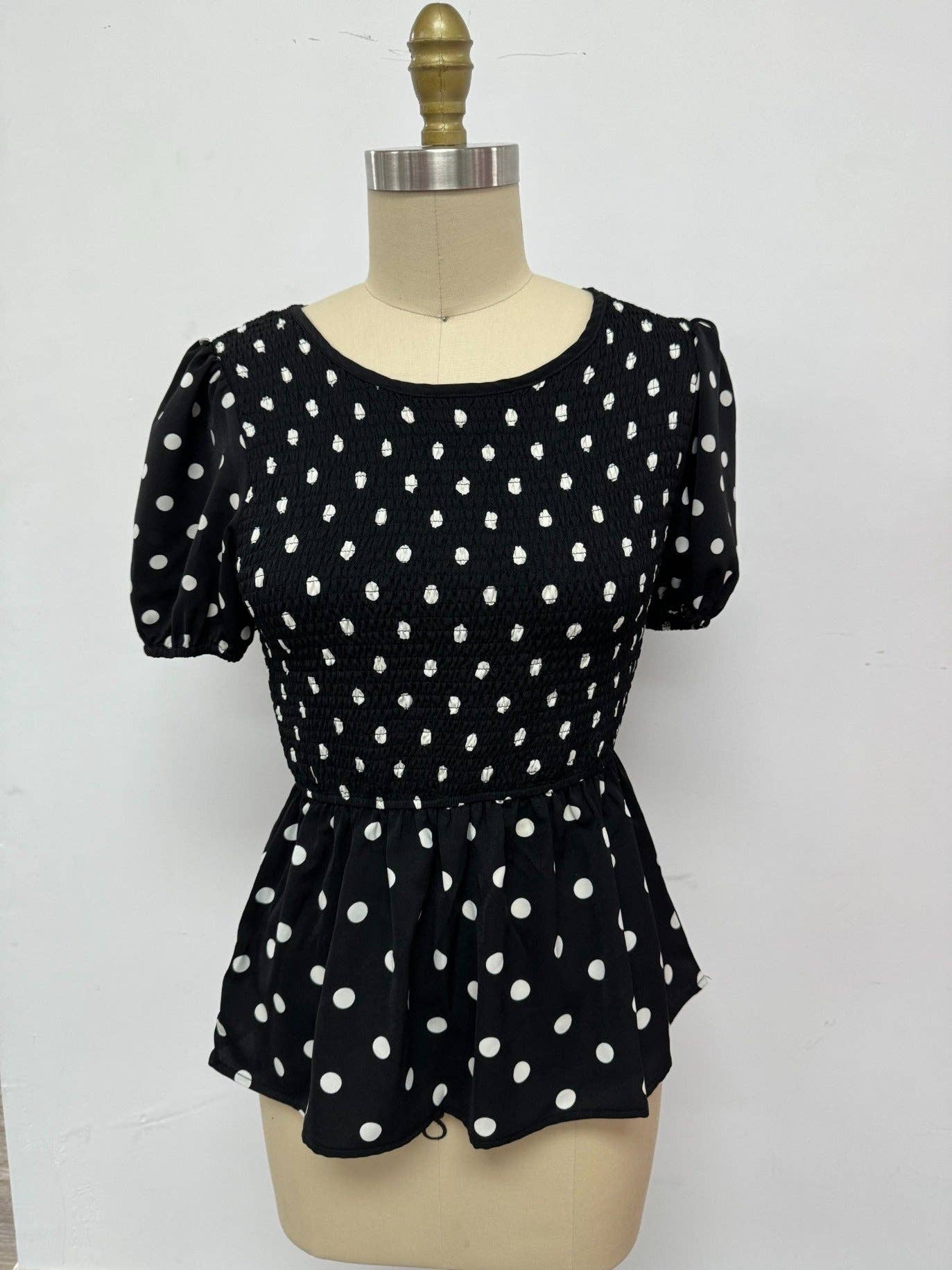 Polka Dot Smocked Blouse