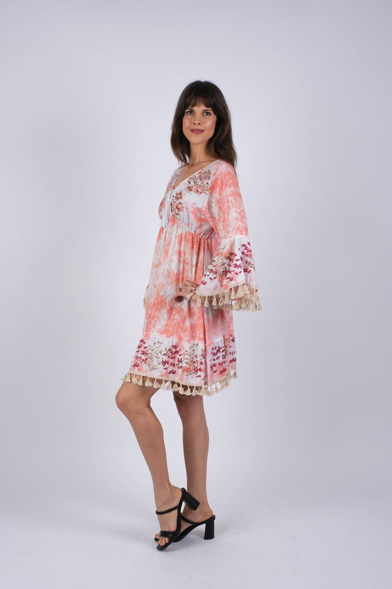 Bohemian Blush Ethereal Tunic with Bell Sleeve