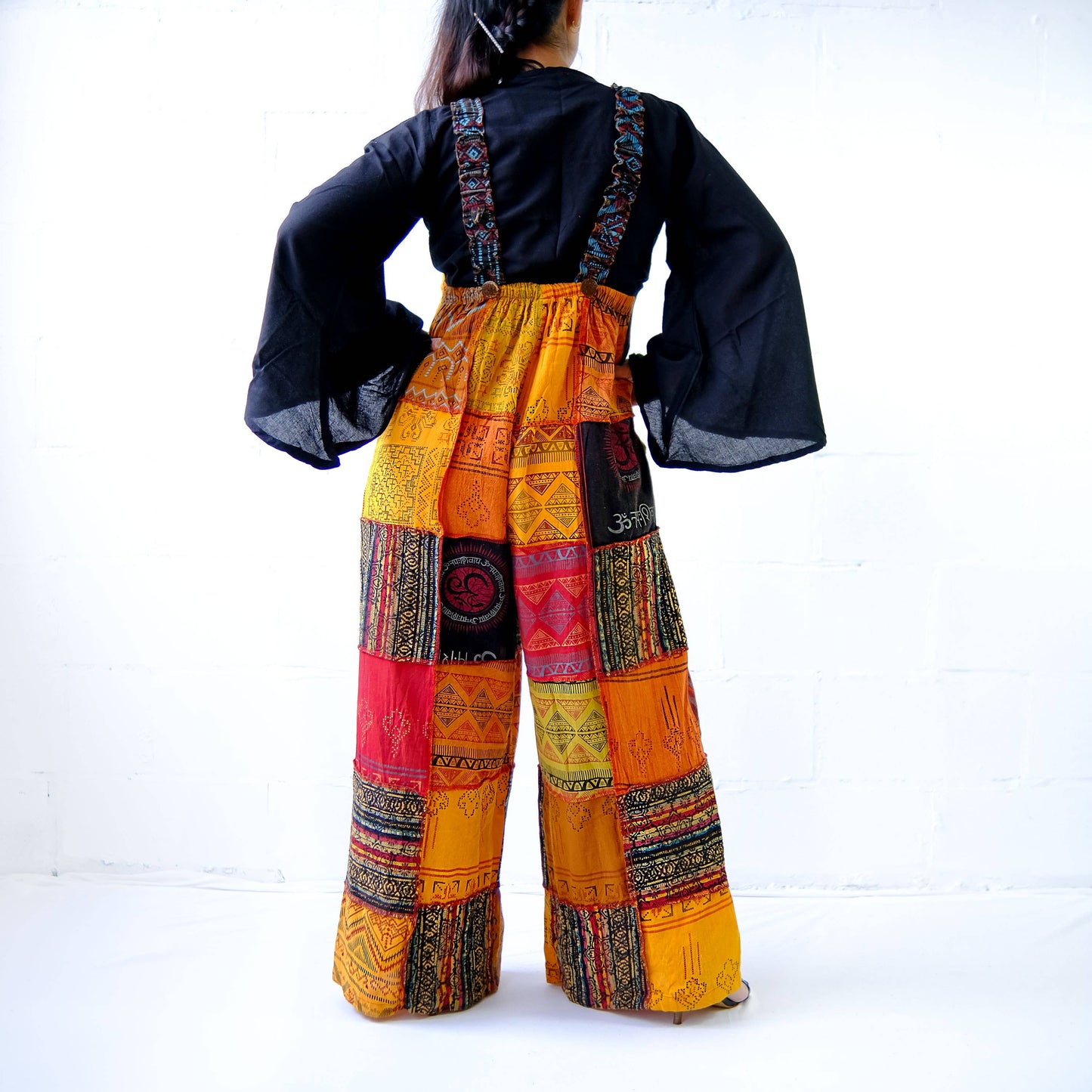 Patchwork Wide Leg Cotton Jumpsuit