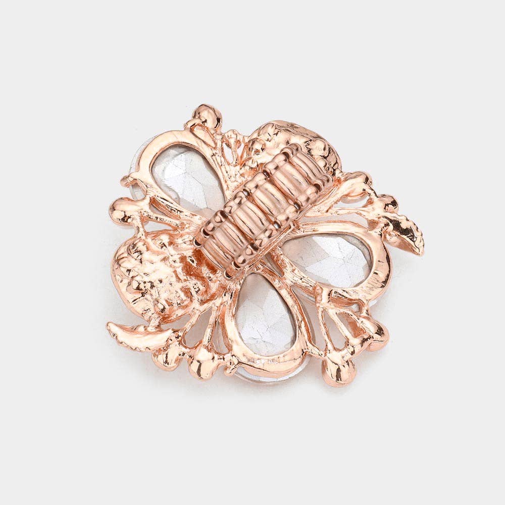 Pearl Stone Embellished Oversized Flower Stretch Ring