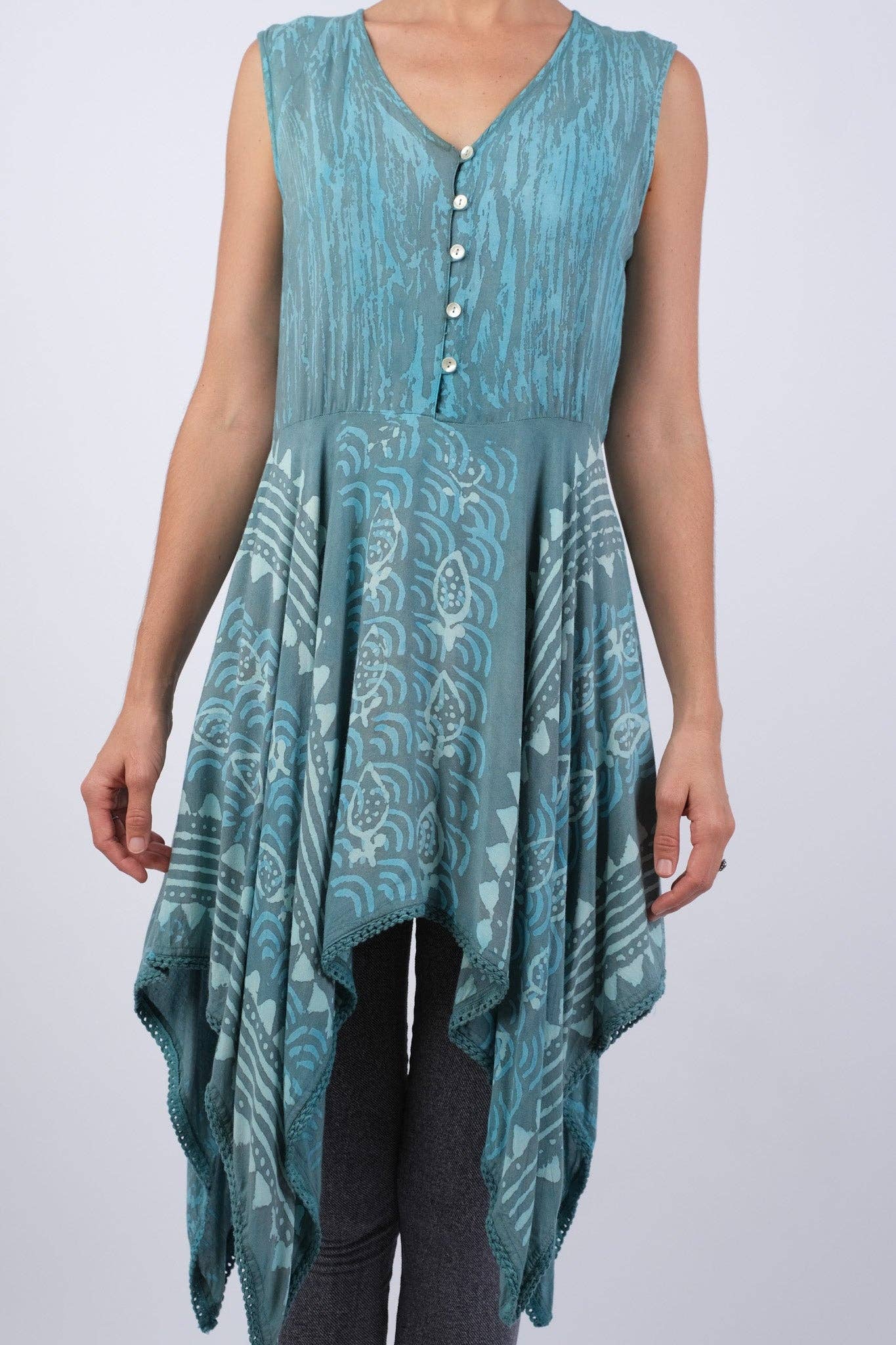 Colors of the Sea Blockprint Bohemian Dress