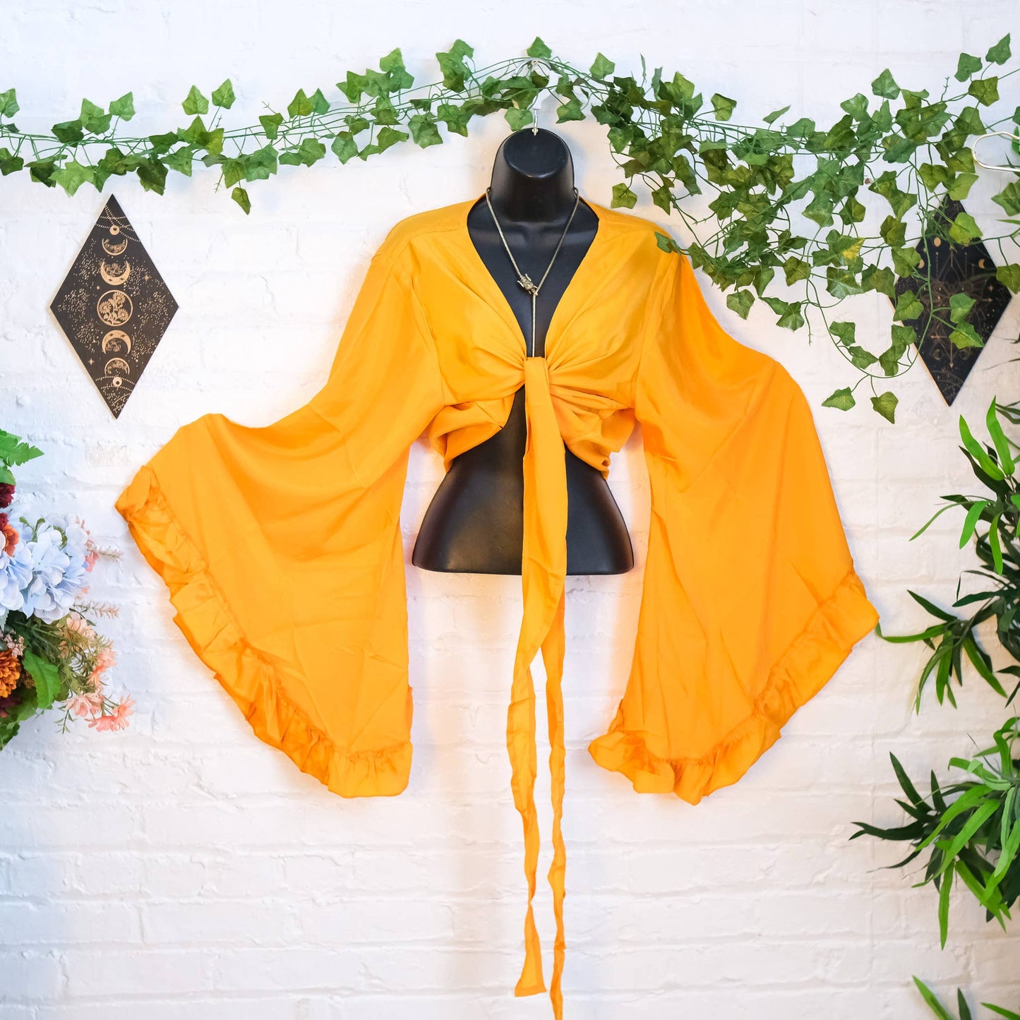 Solid Color Ruffle Sleeve Wrap Top
