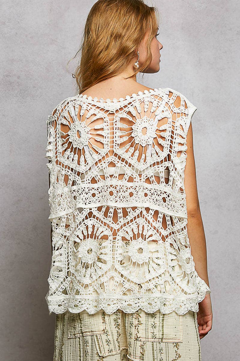 Bohemian Crochet Relaxed Sleeveless Top
