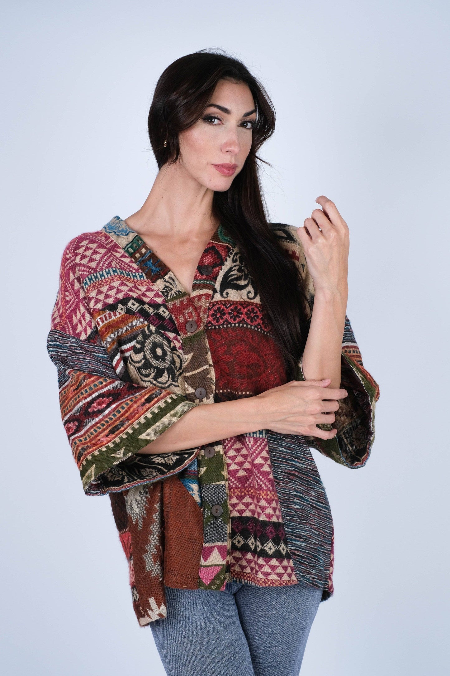 Southwestern Patchwork Kimono Top