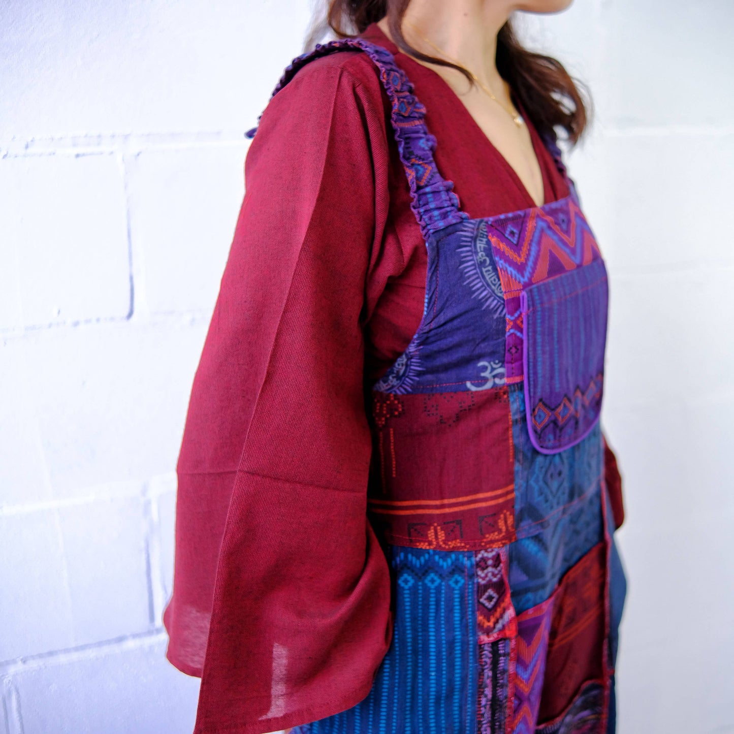 Patchwork Wide Leg Cotton Jumpsuit