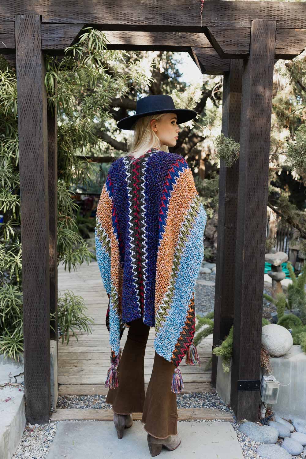 Unique Patterned Crochet Ruana – Colorful Tassel Cardigan ❤️