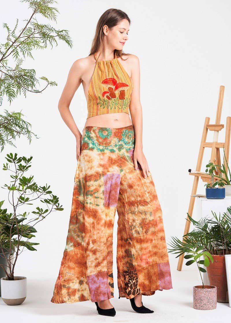 Multi-patch Wide-Leg Elastic Waist Pants (KT-1401)