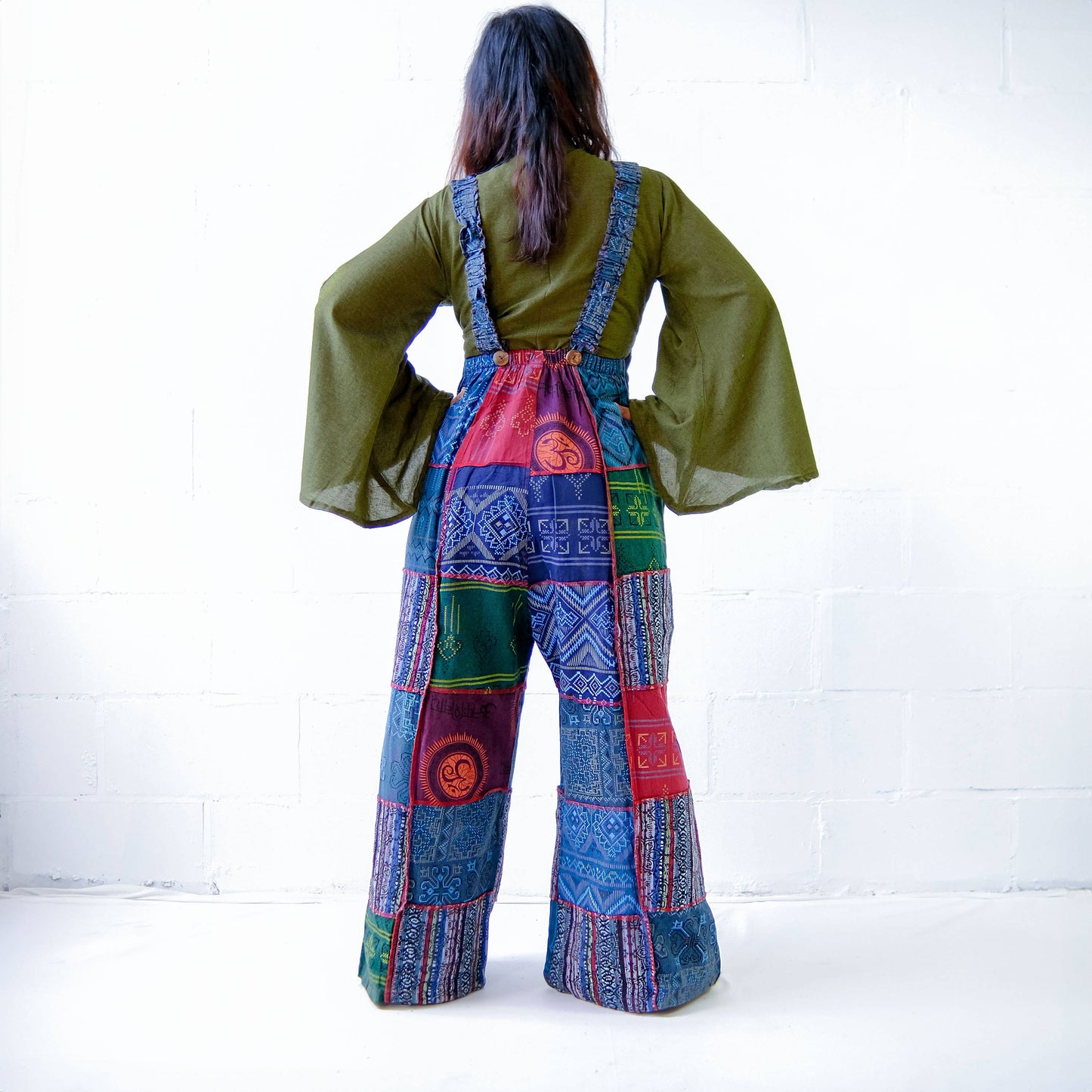 Patchwork Wide Leg Cotton Jumpsuit