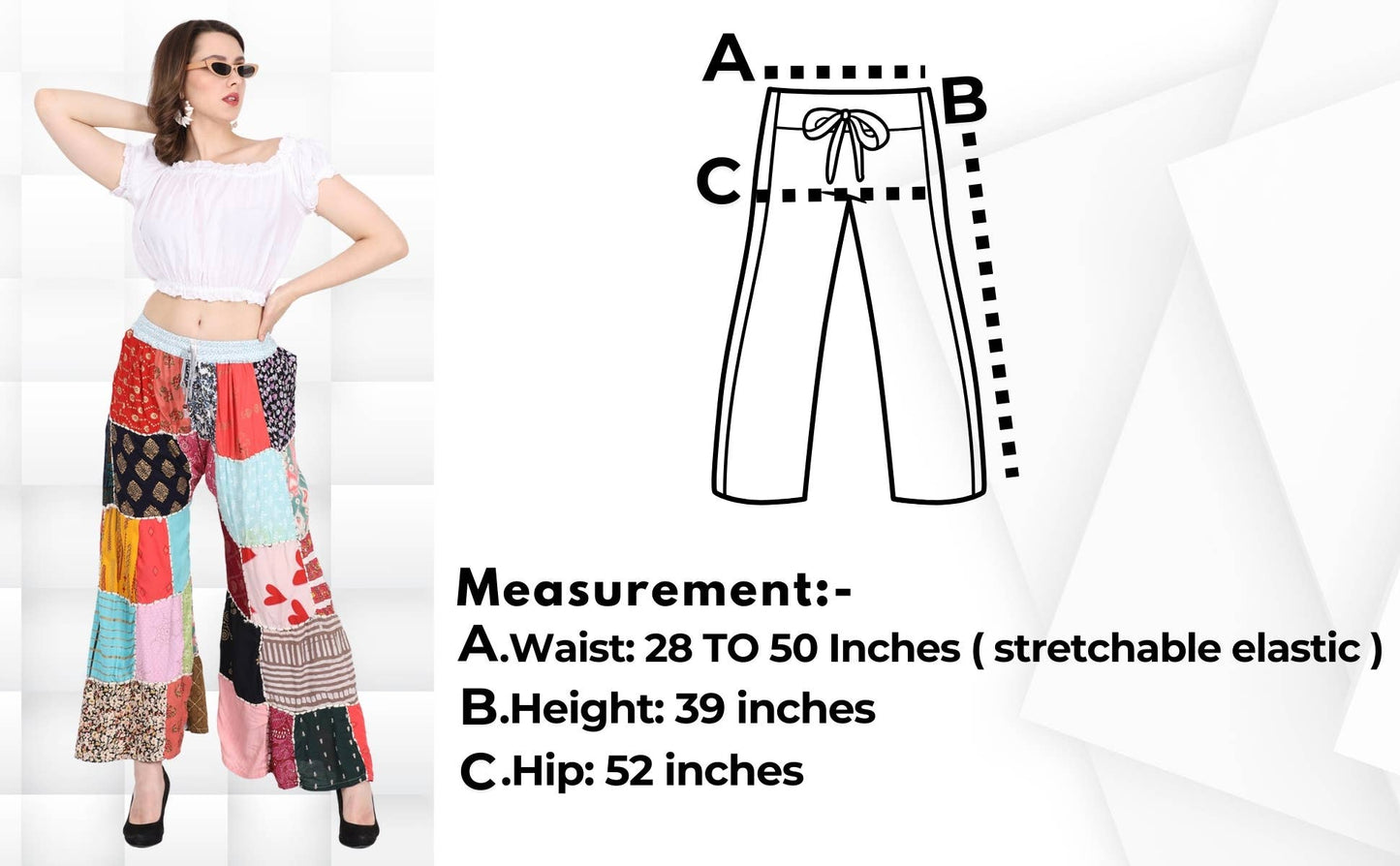 Women's Multi Patchwork Wide Leg Pajama Elastic Pant Mix Lot