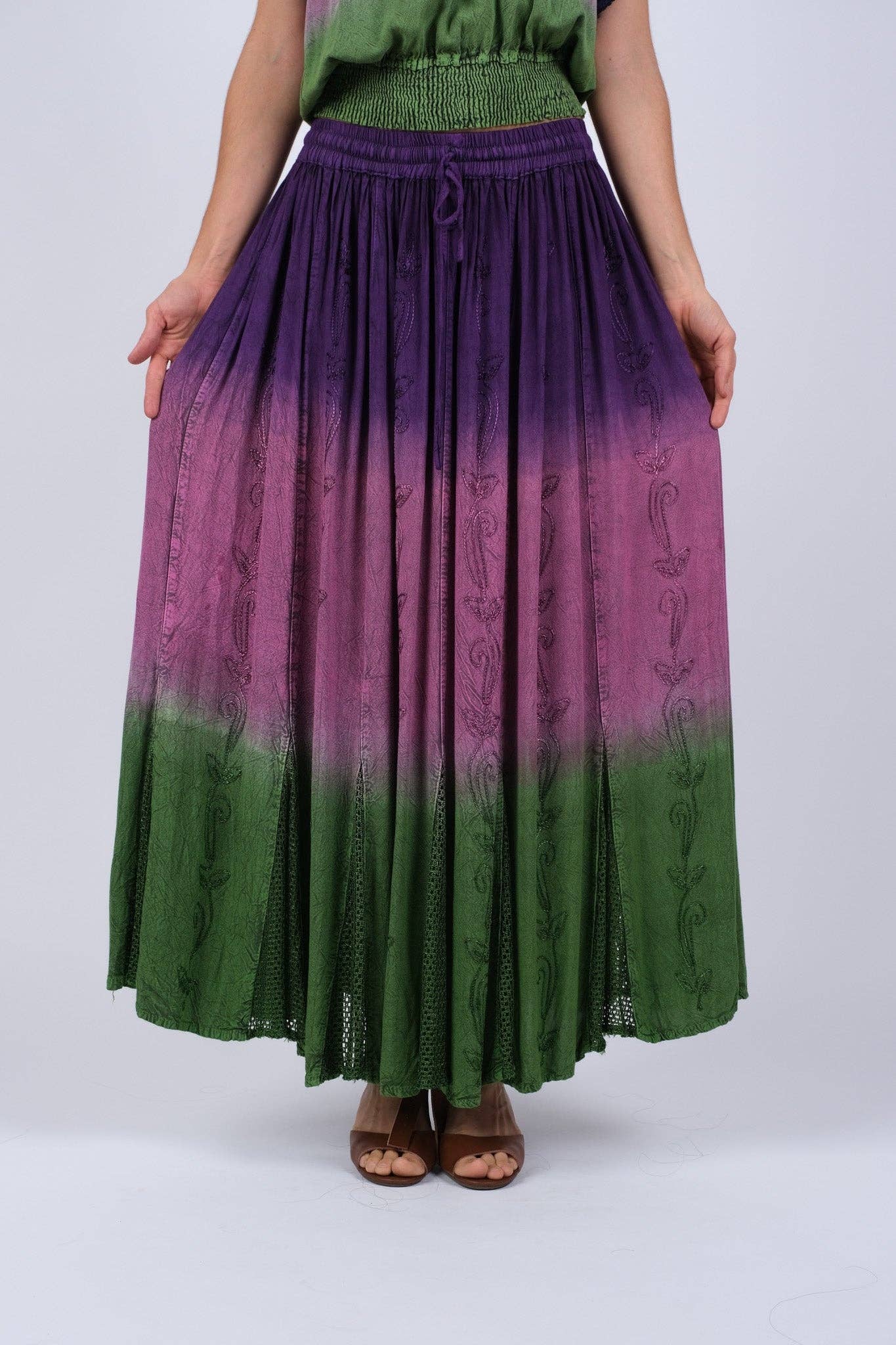 Purple Haze Embroidered Maxi Skirt