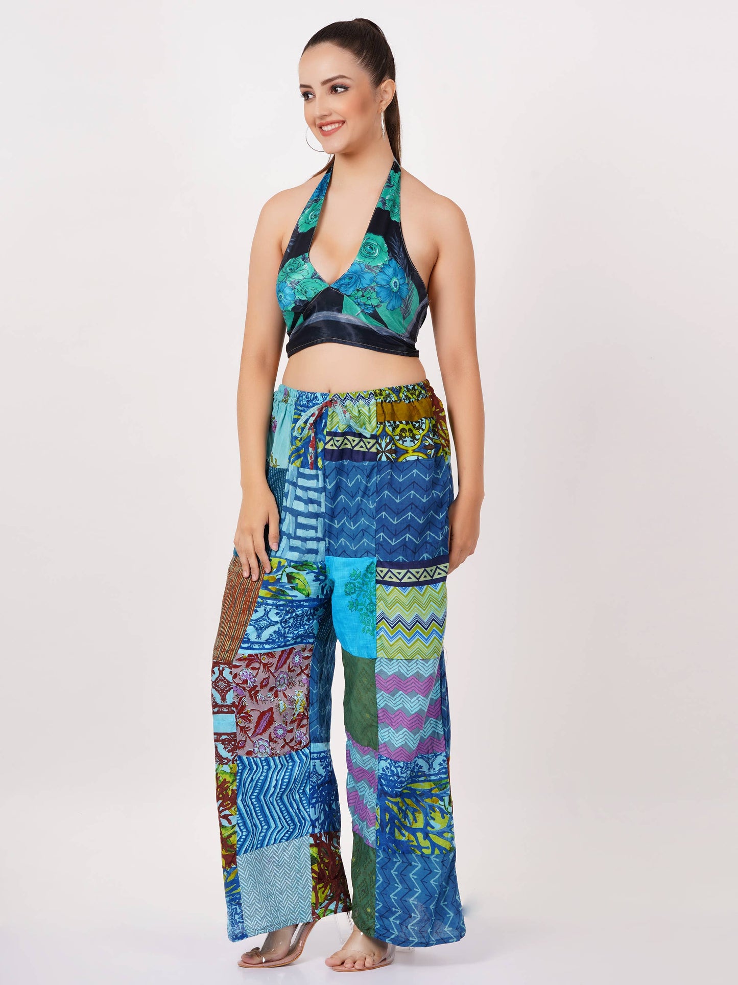 Women Patchwork Wide Leg Pant Elastic Waist Trouser Mix lot