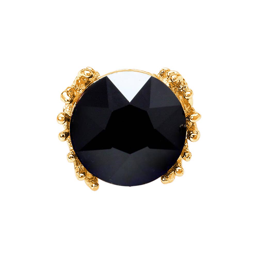 Metal Twig Detailed Round Stone Stretch Ring