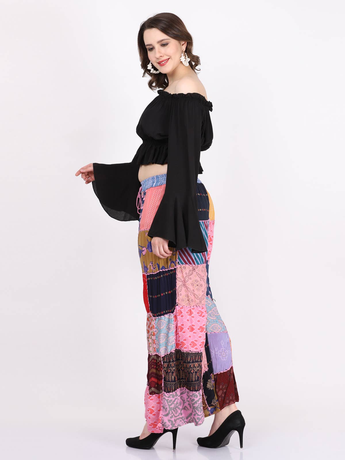 Women's Multi Patchwork Wide Leg Pajama Elastic Pant Mix Lot