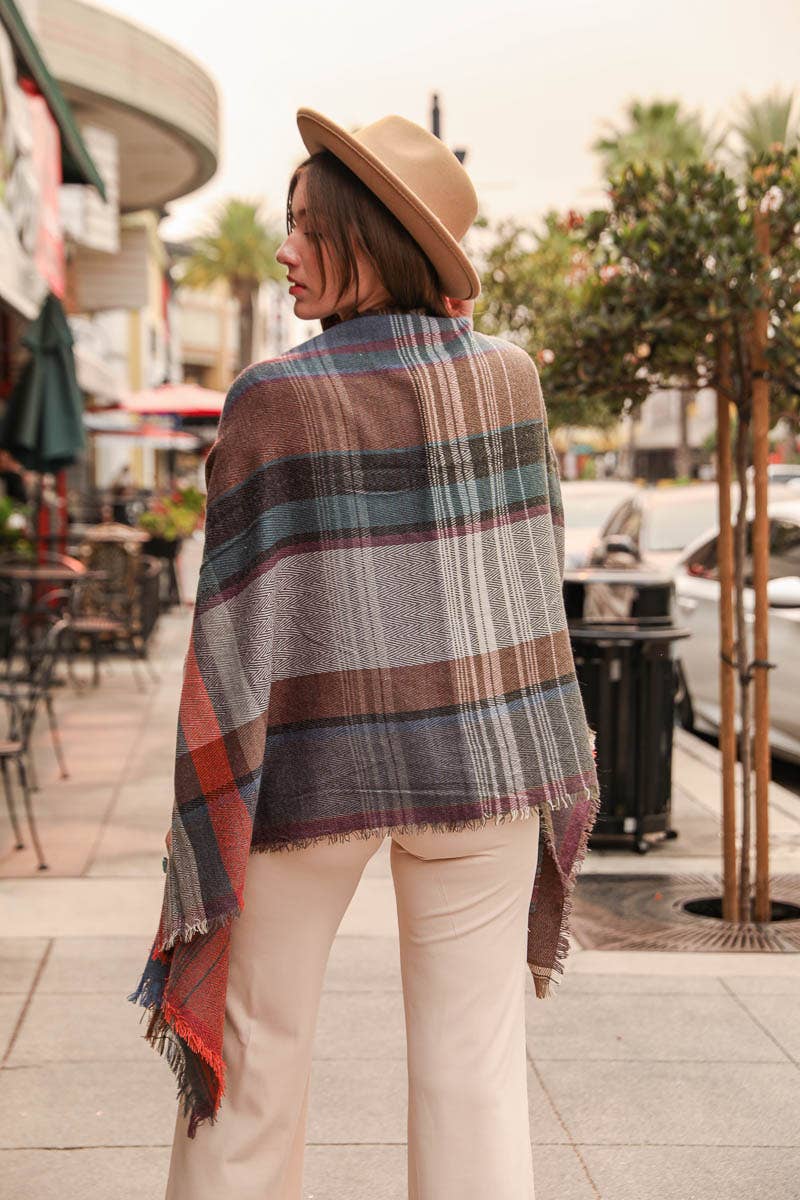 Multicolor Plaid Pocket Ruana - All Time Fall Favorite 🍁
