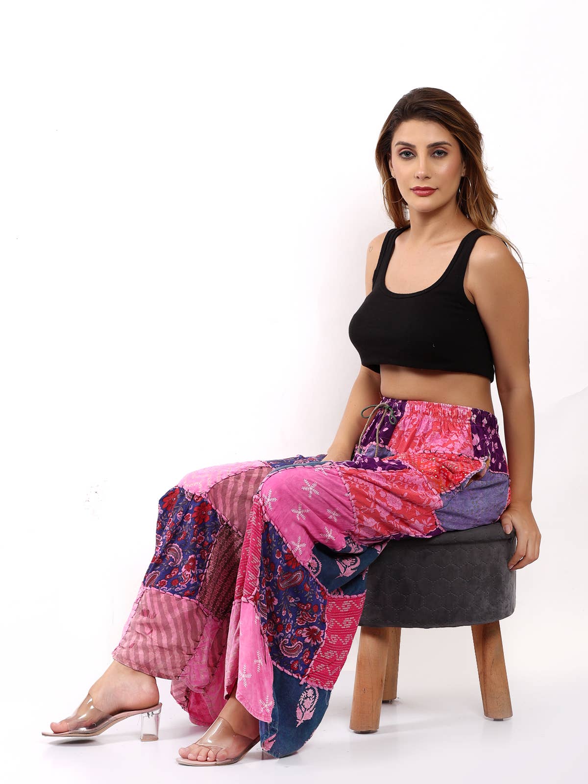 Women Patchwork Elastic Waist Stonewash Trouser Pant Mix Lot