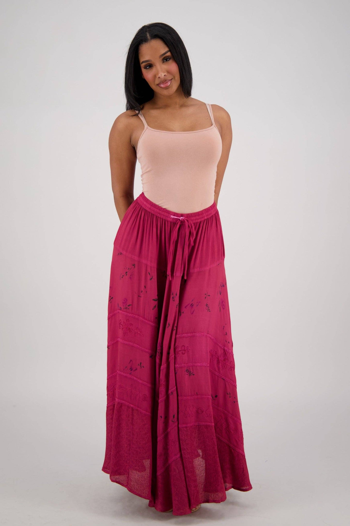 Acid Wash Floral Panels Skirt 11320