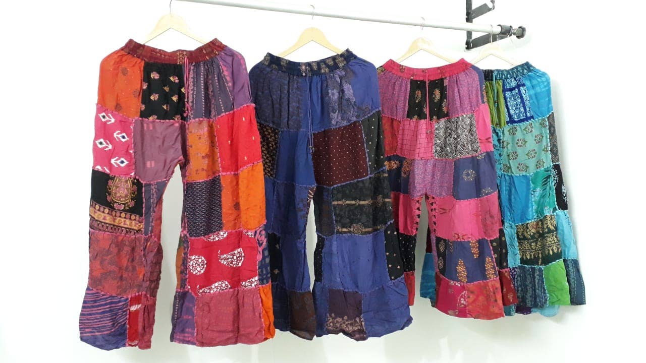 Women's Multi Patchwork Wide Leg Pajama Elastic Pant Mix Lot
