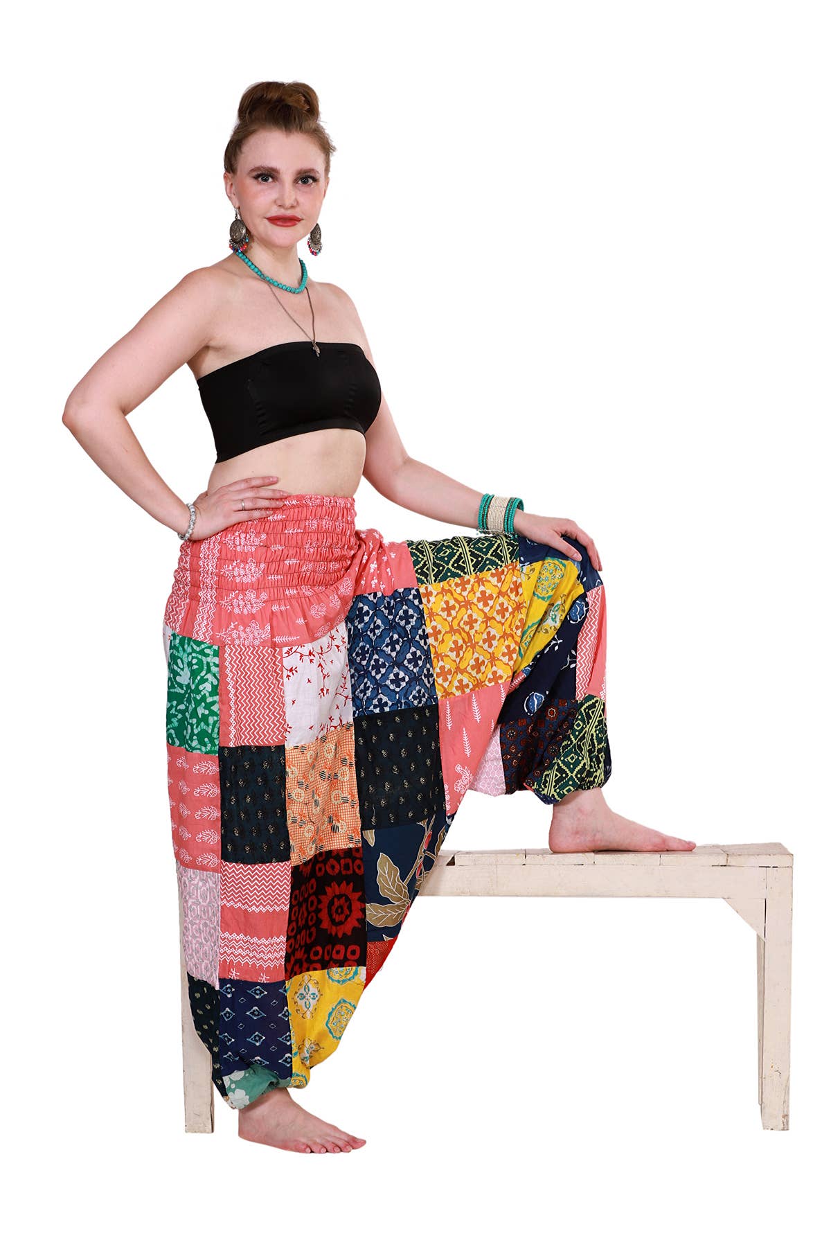 Women Patchwork Harem Pants Ballon Fit Baggy Jogger Mix Lot