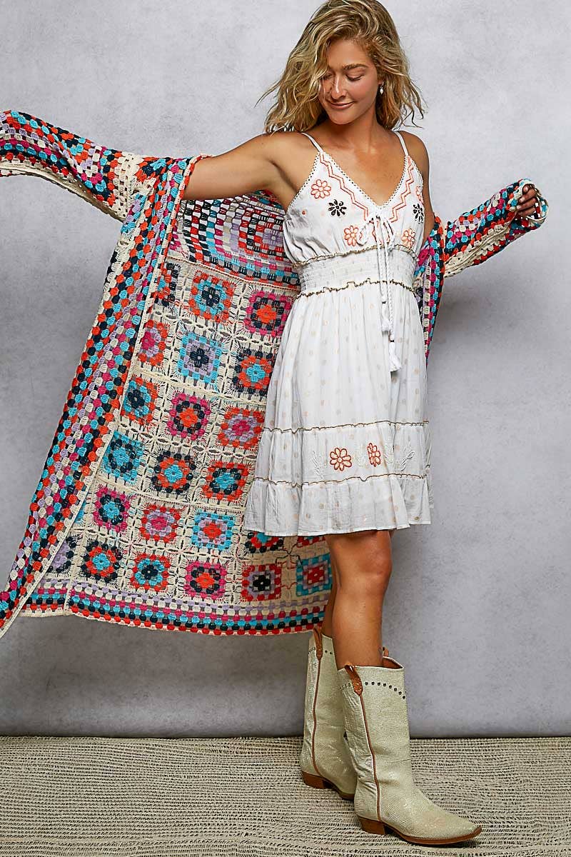 Long Sleeve Various Colors Crochet Cardigan