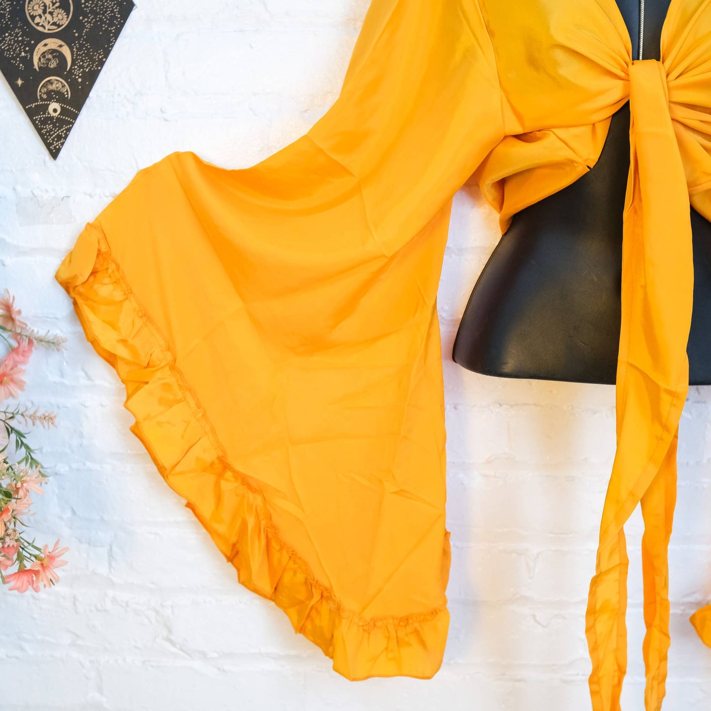 Solid Color Ruffle Sleeve Wrap Top