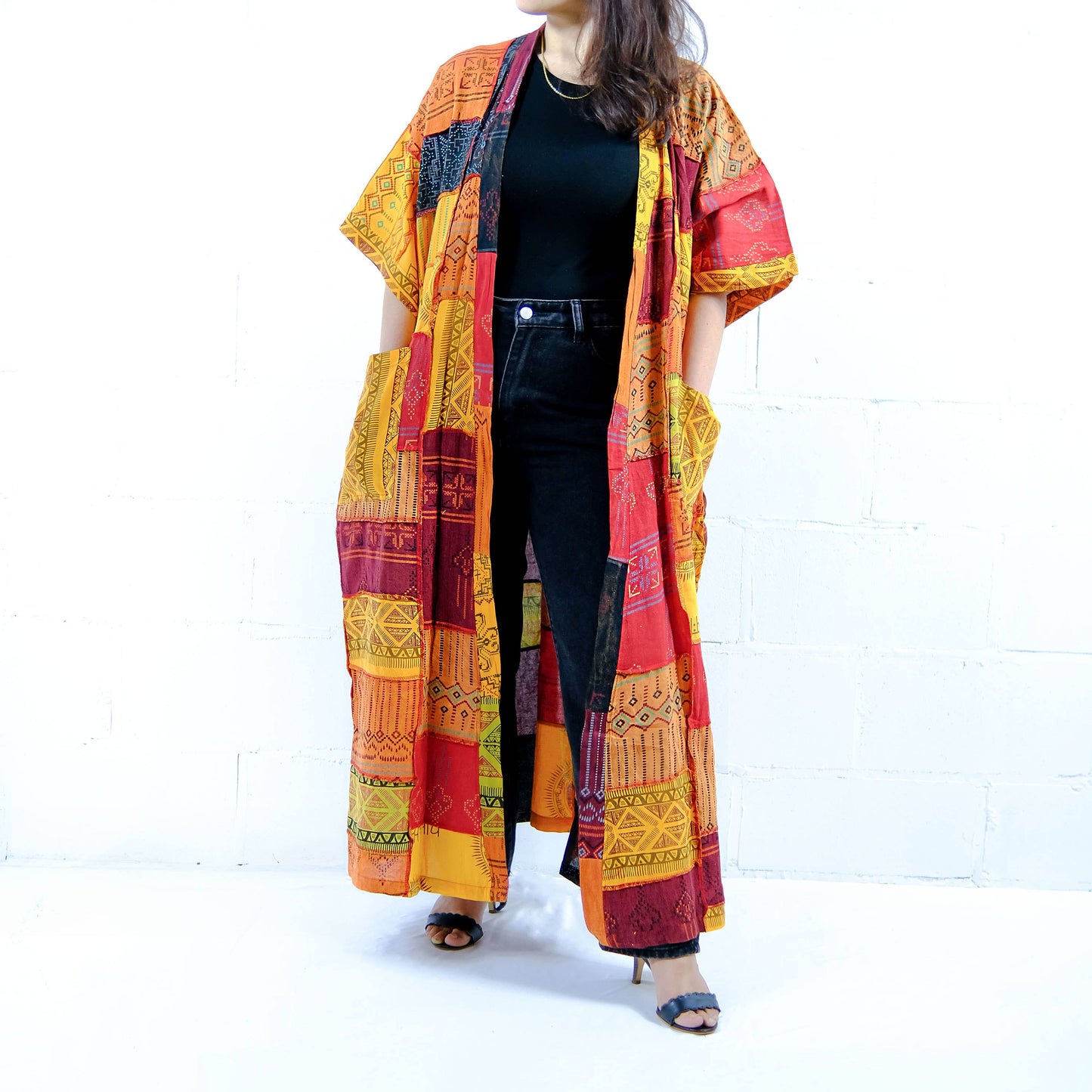 Patchwork Cotton Long Oversized Duster