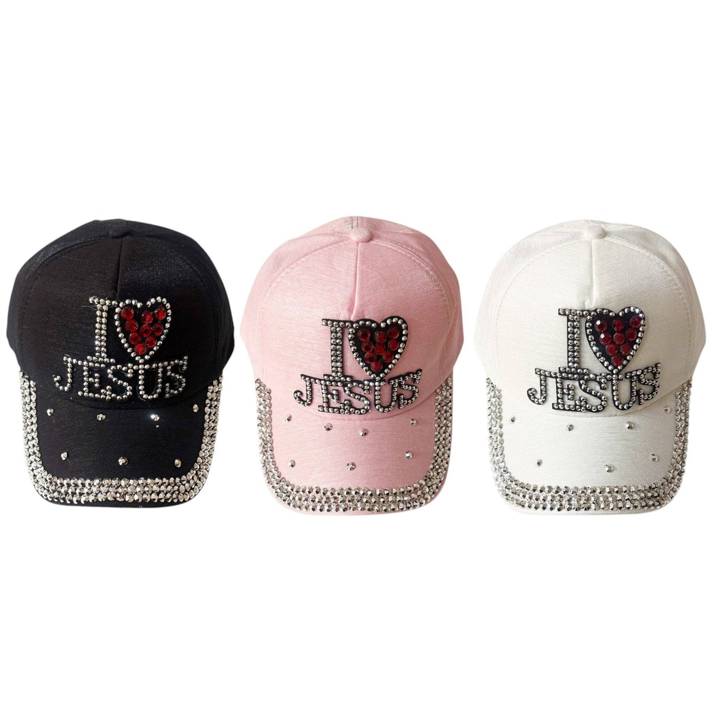 Bling Rhinestone I Love Jesus Cap SS41128-28 (12PC)