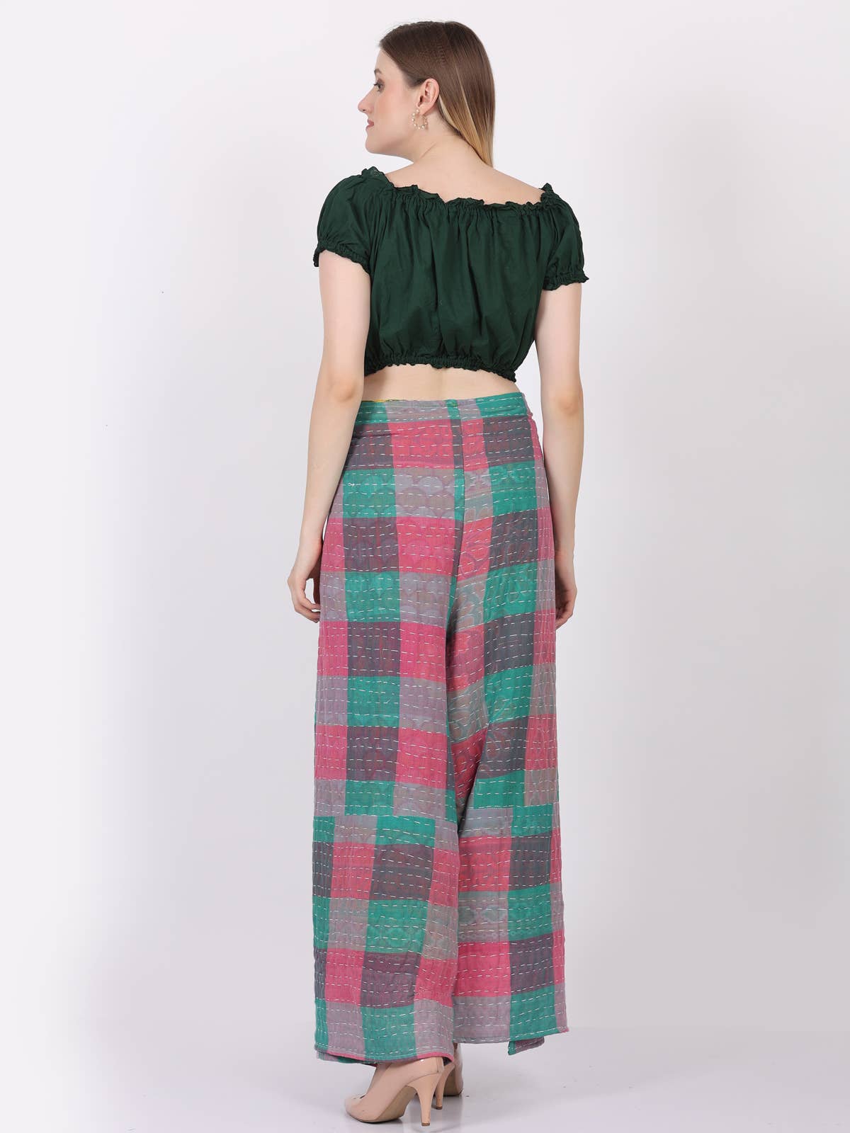 Women Wide Leg Kantha Fabric Tie Knot Thai Wrap Pant Mix Lot