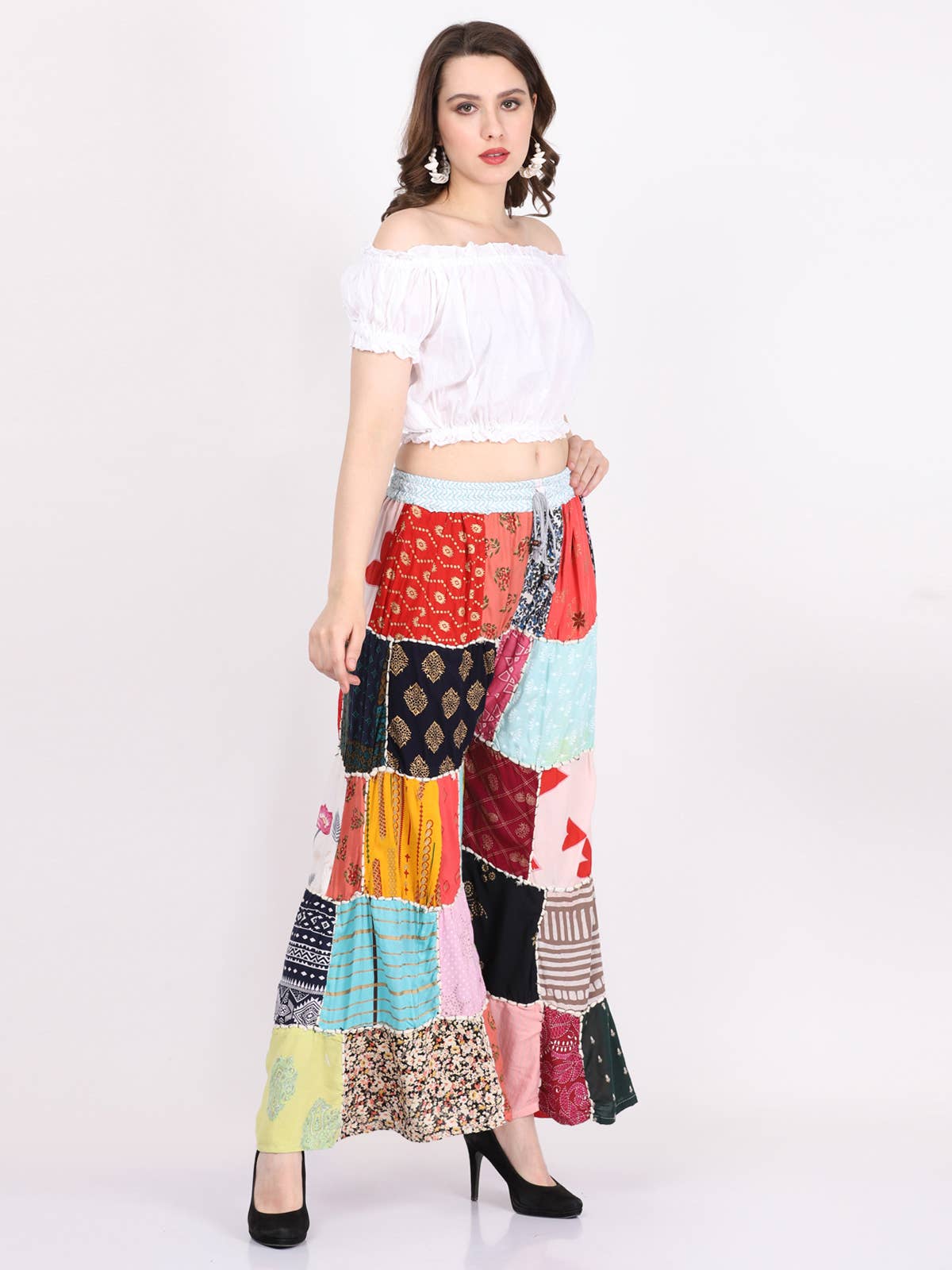 Women's Multi Patchwork Wide Leg Pajama Elastic Pant Mix Lot