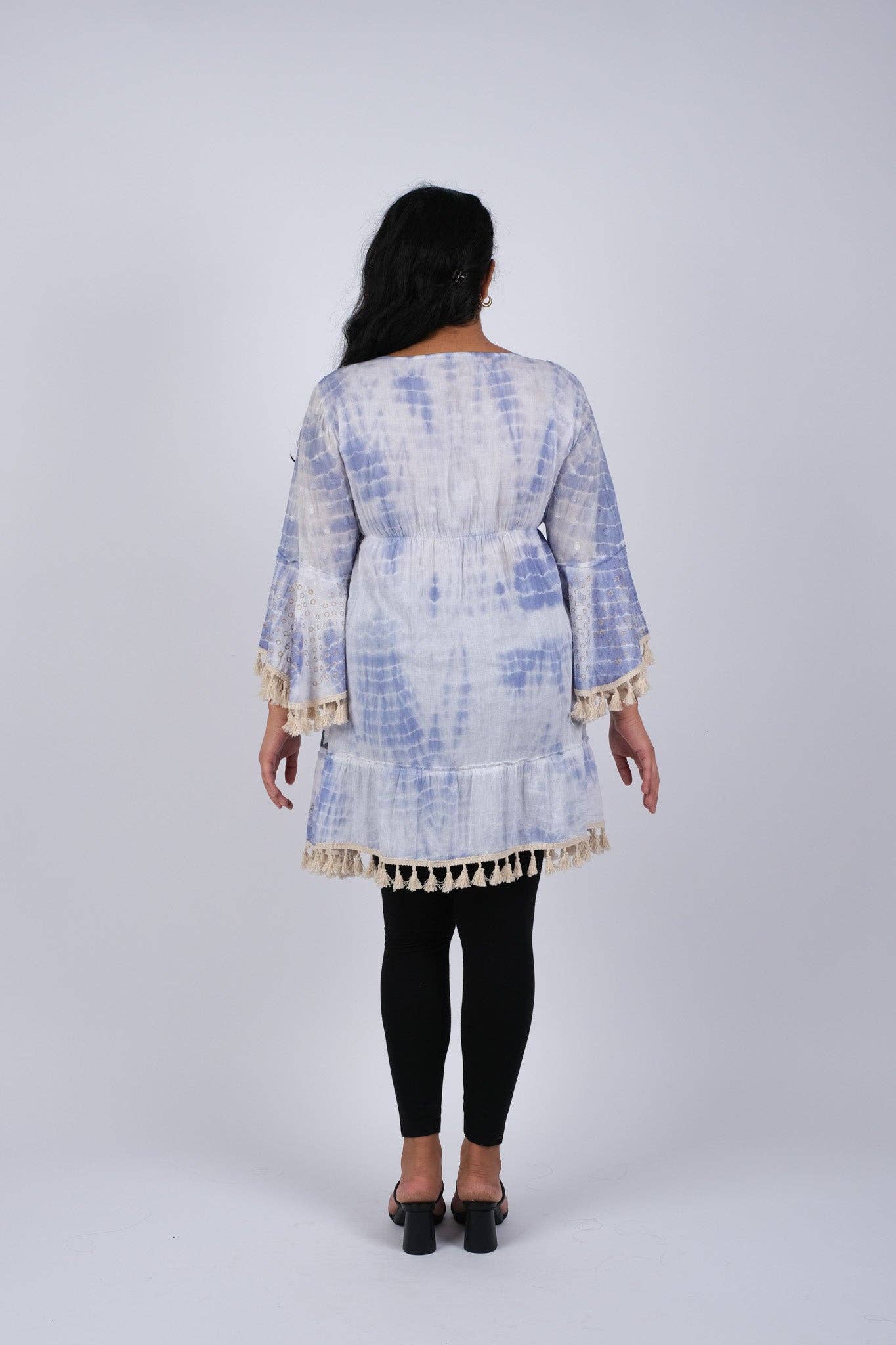 Bohemian Ocean Ethereal Tunic with Bell Sleeve