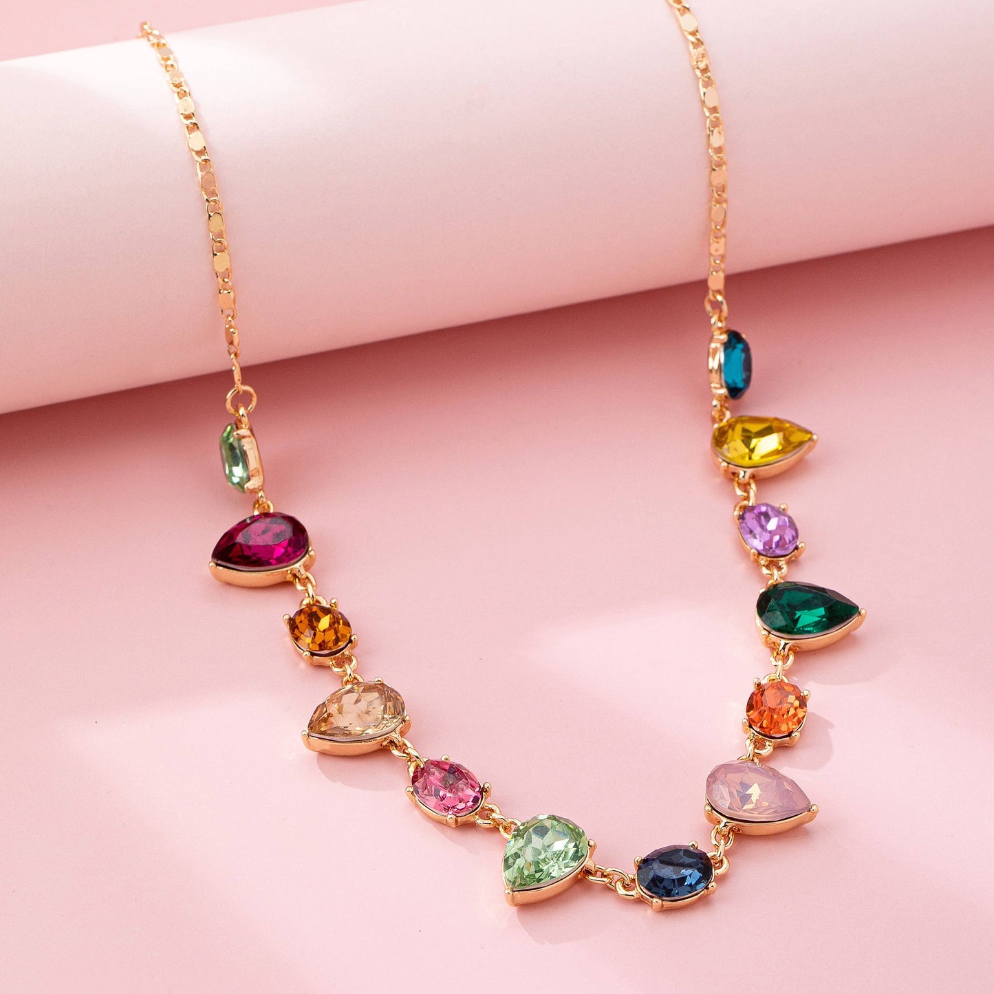 Rainbow Pear Gemstone Dangle Necklace | 80N92848