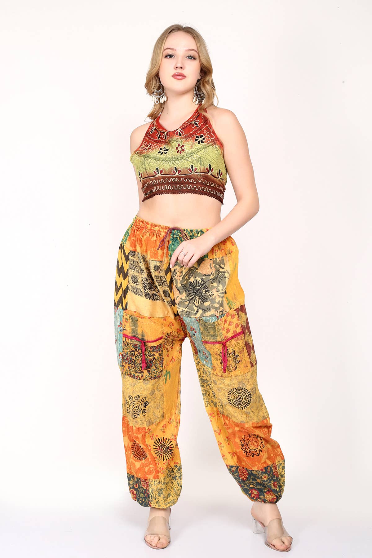 Women's Boho Cotton Printed Patchwork Harem Pant Mix Lot