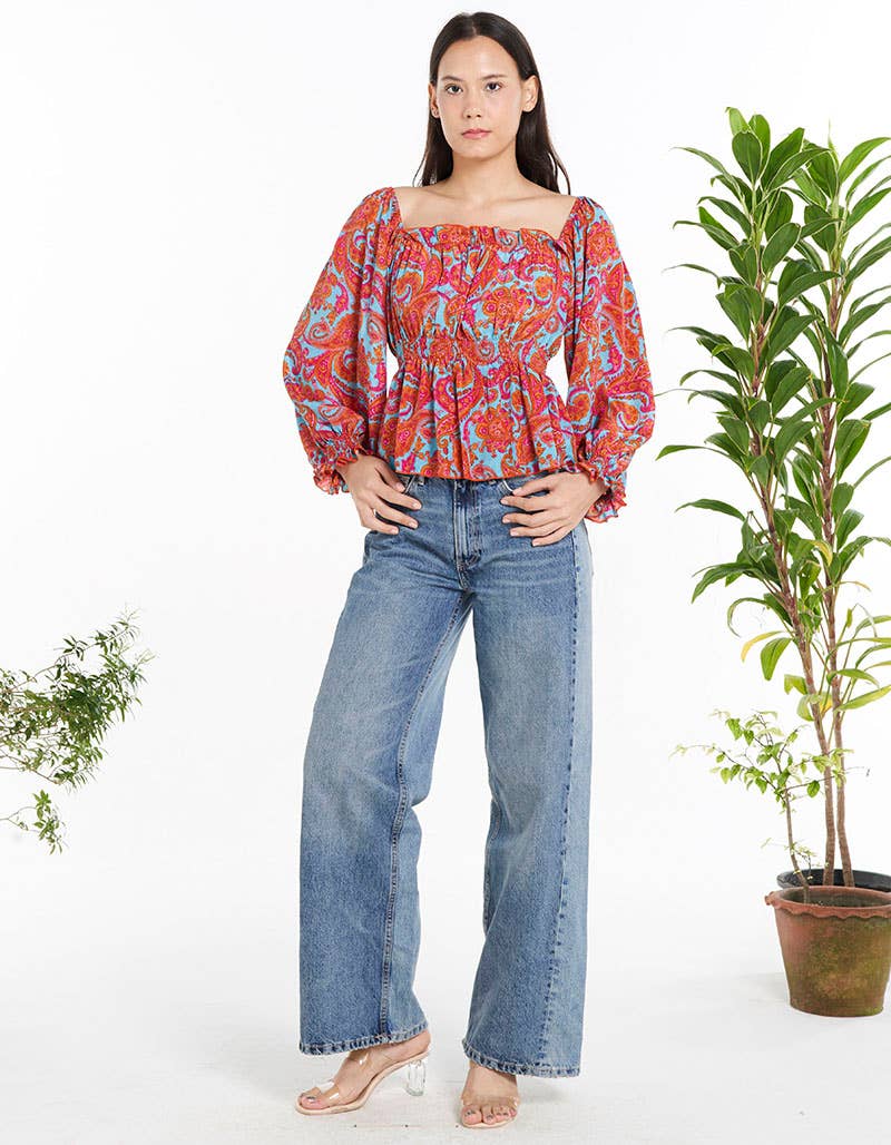 WOMENS CLOTHING - ASSORTED COLOR POLYSILK TOP(KT-1475)