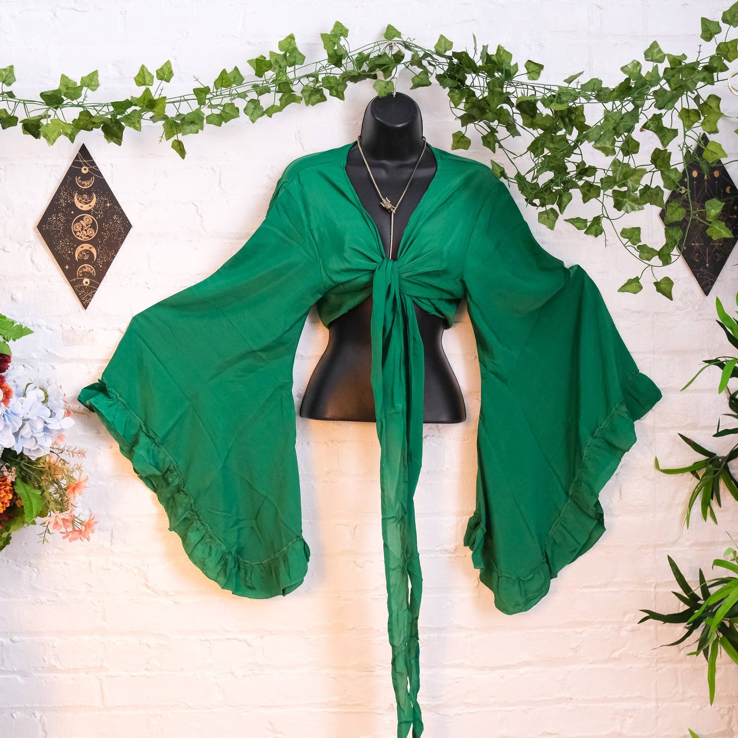 Solid Color Ruffle Sleeve Wrap Top