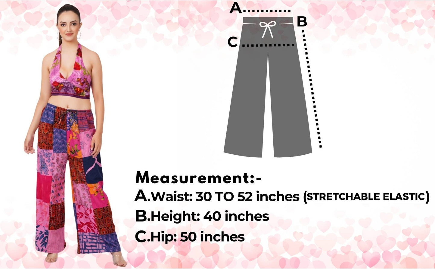 Women Patchwork Wide Leg Pant Elastic Waist Trouser Mix lot