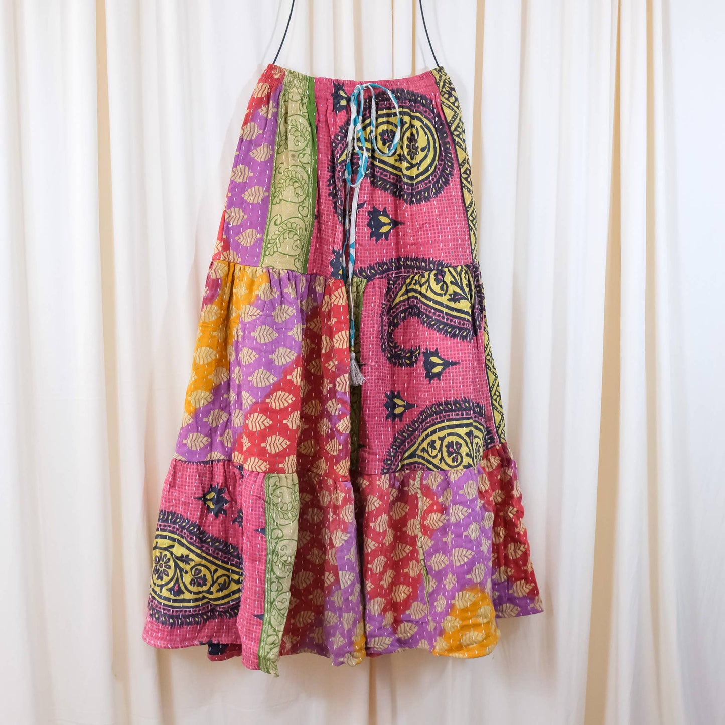 Kantha Boho Long Skirt with Pockets