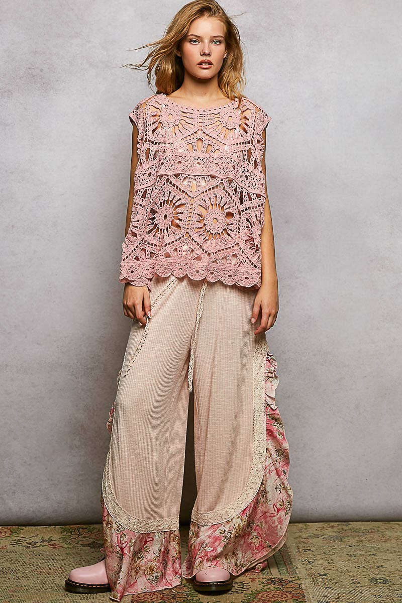 Bohemian Crochet Relaxed Sleeveless Top
