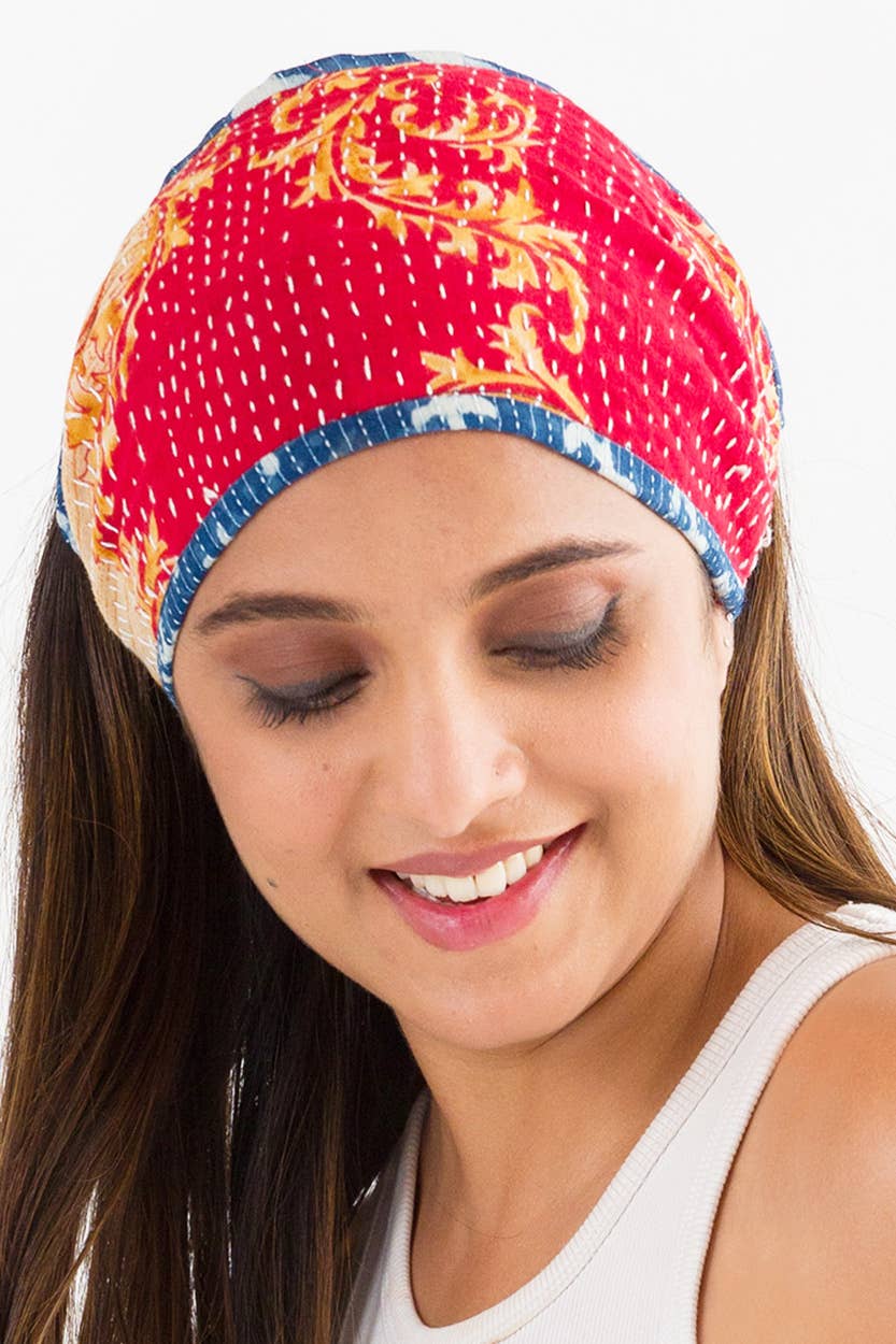 Reversible Kantha Headbands, Set of 2
