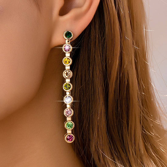 Rainbow Gemstone Linear Drop Earrings | 80E61965