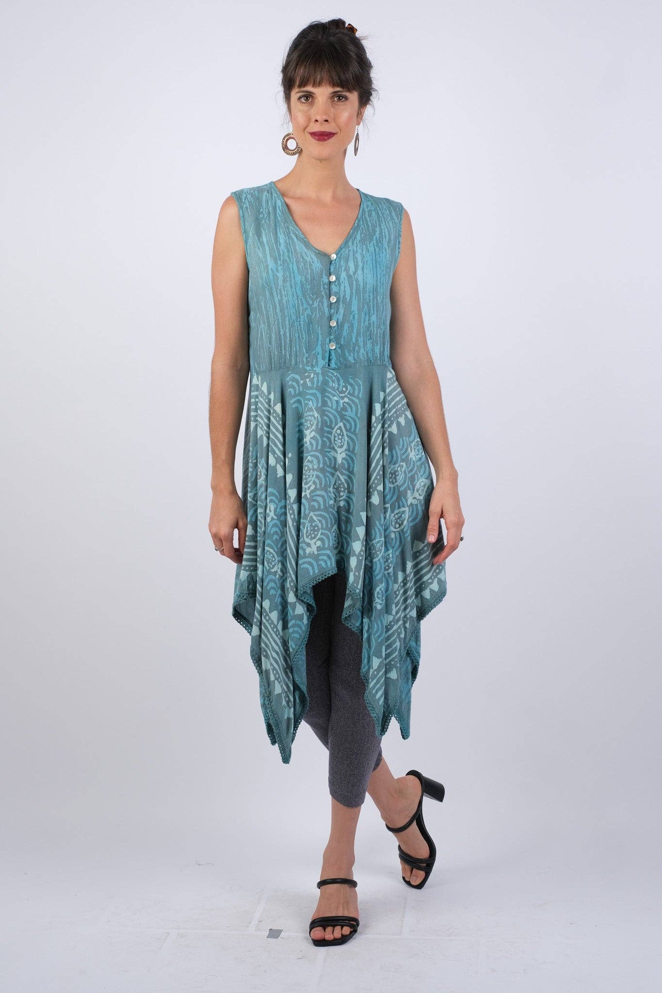 Colors of the Sea Blockprint Bohemian Dress