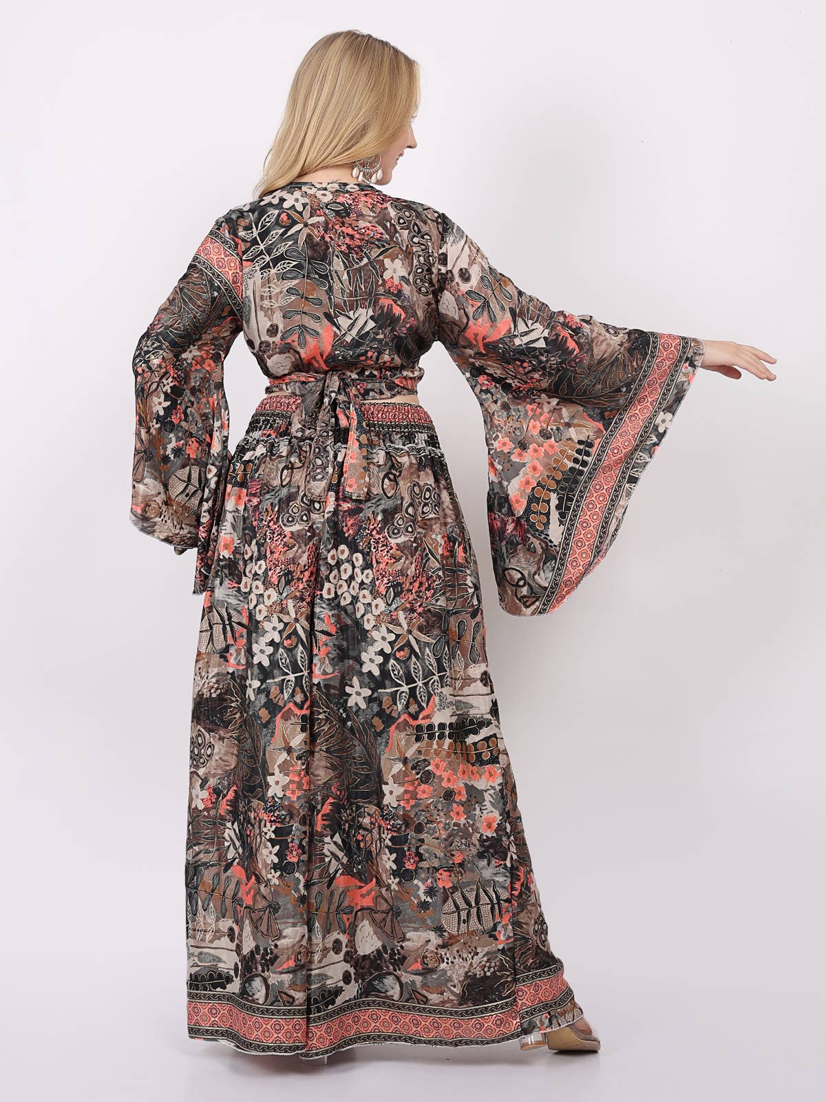 Women's Floral Cross Body Top & Wide leg Pant Two Piece Set