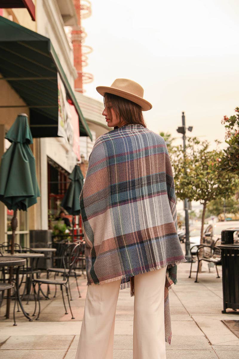 Multicolor Plaid Pocket Ruana - All Time Fall Favorite 🍁