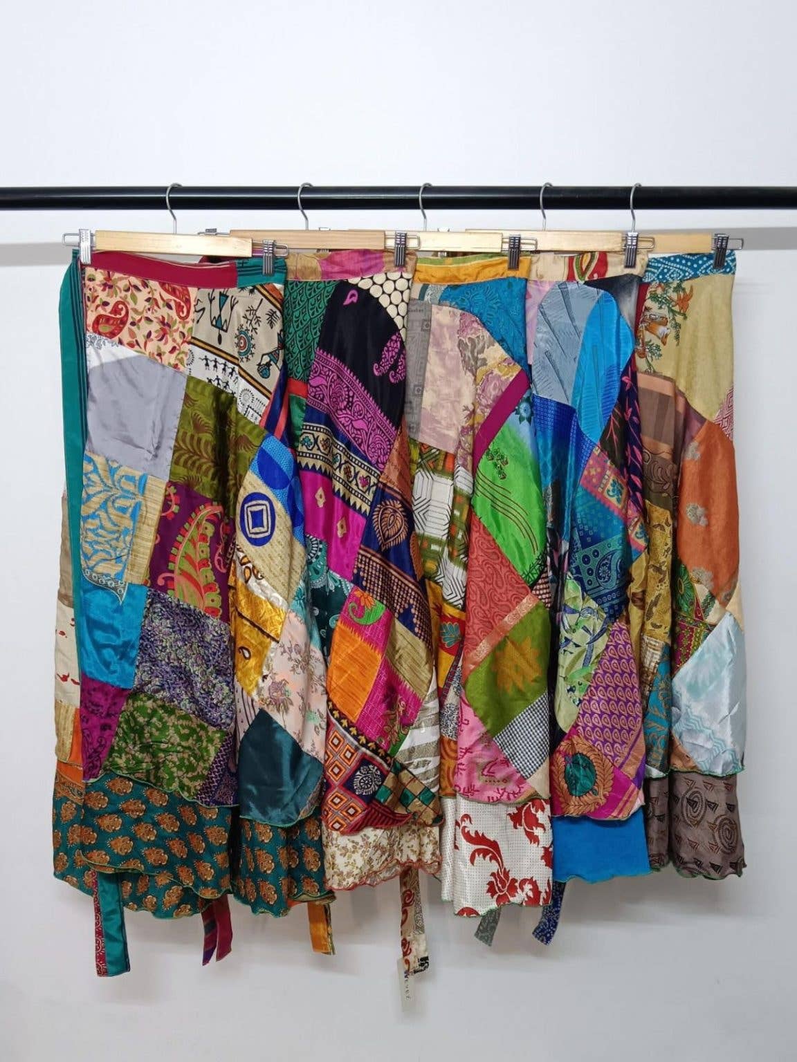 Women's Multi Patchwork Long Sari Wrap Beach Skirt Mix Lot